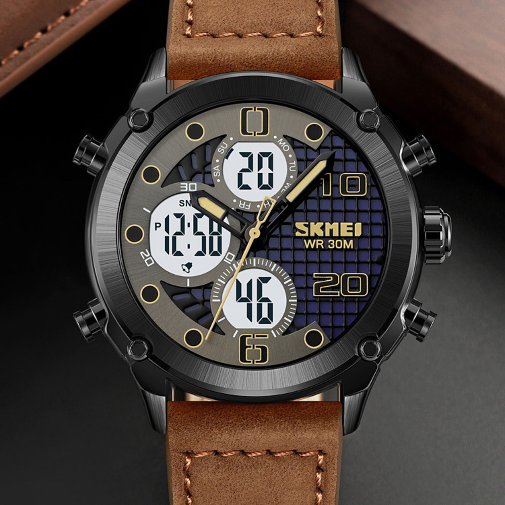 Skmei 1975LDKBNWT Dark Brown-White Leather. - 4