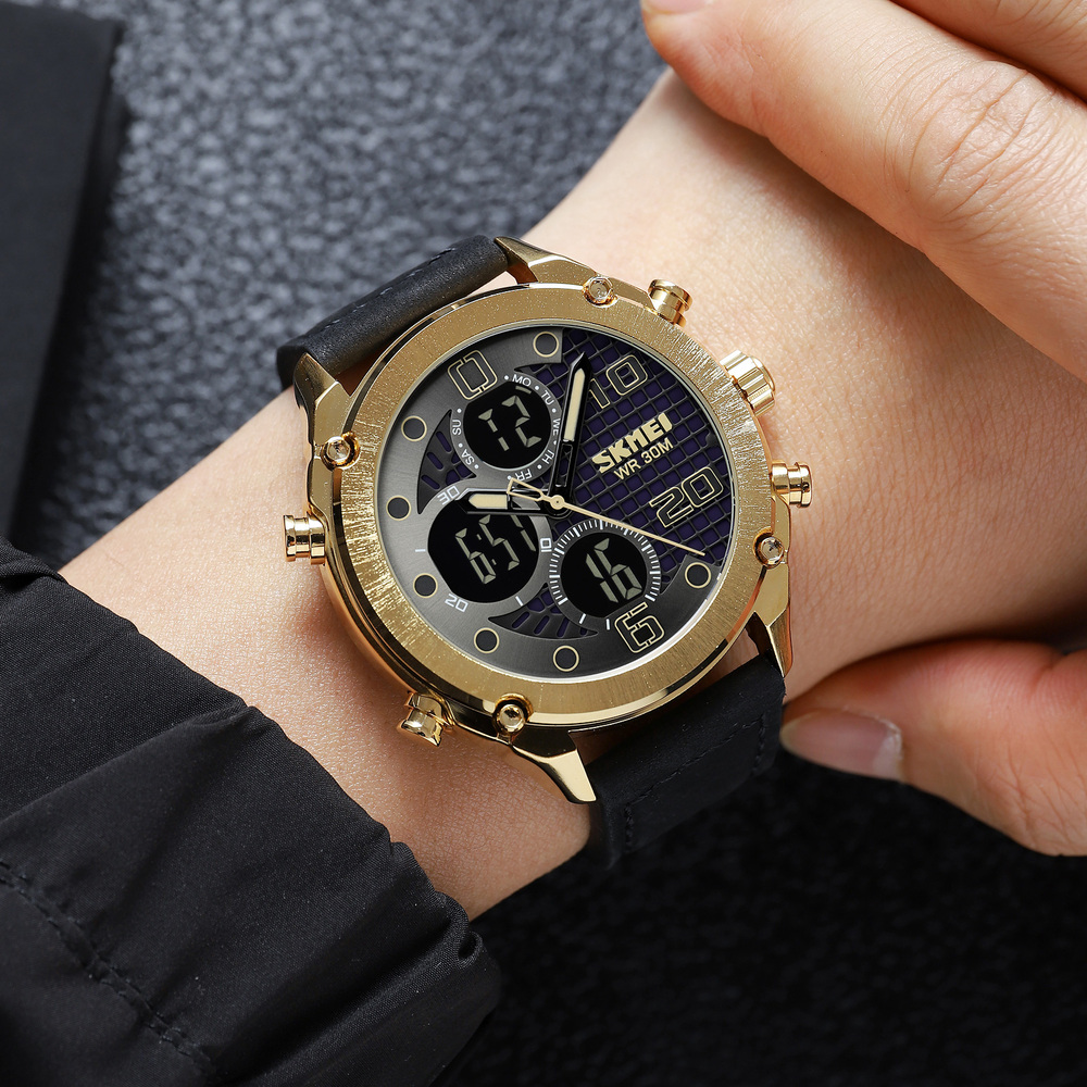 Skmei 1975LGDBK Gold-Black Leather - 3