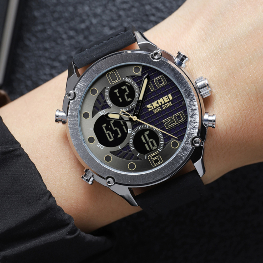 Skmei 1975LSIBK Silver-Black Leather. - 3