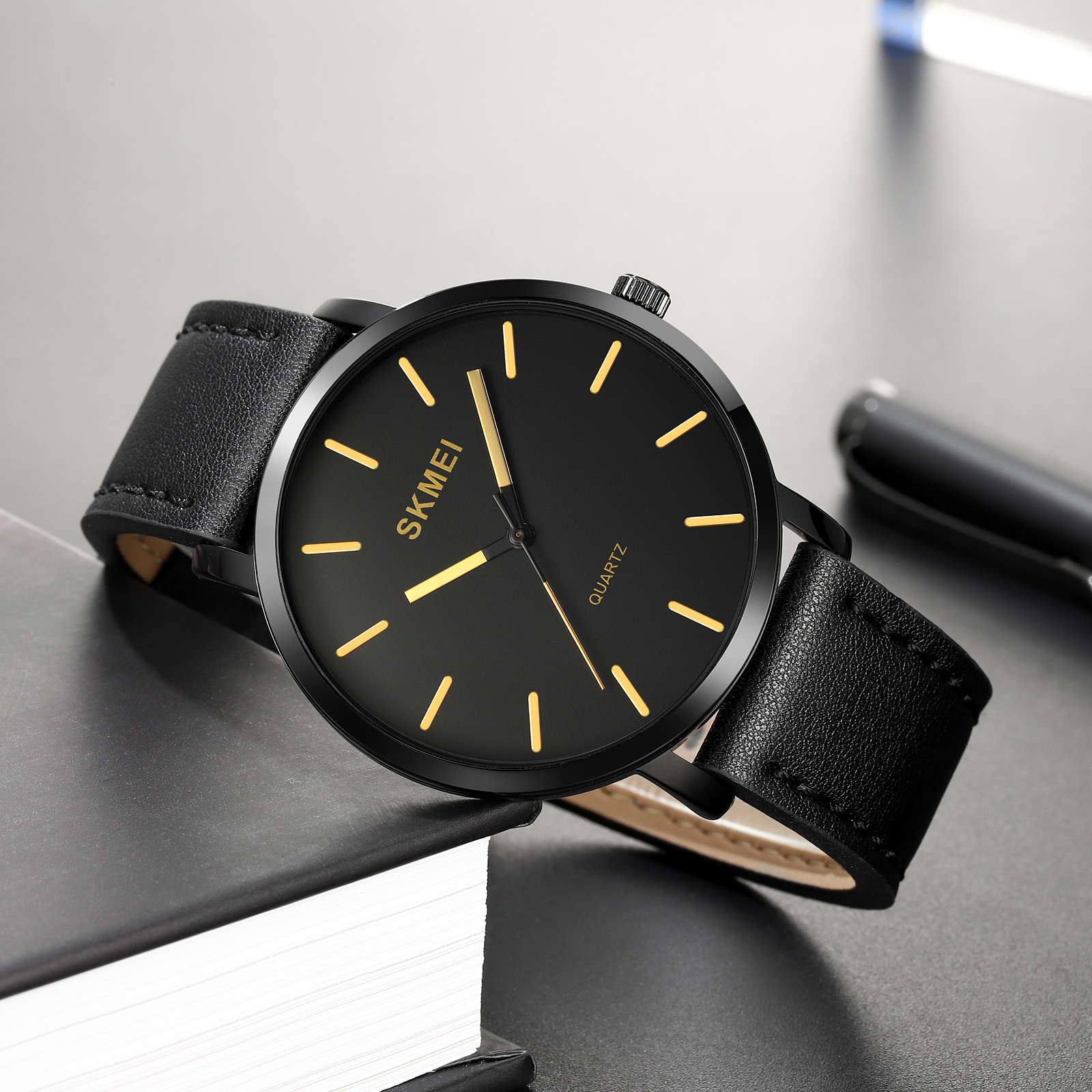 Skmei 1984LGD Gold-leather belt - 4