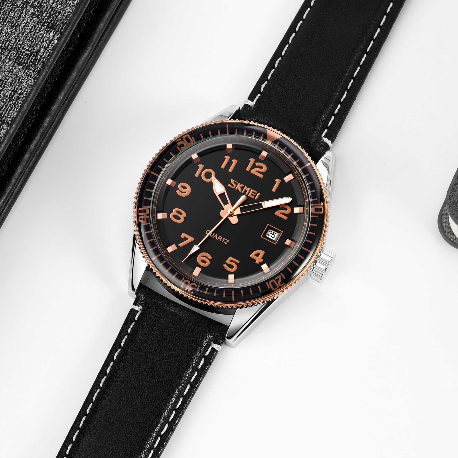 Skmei 9232LRGBK Rose-Gold Black Leather SALE - 3