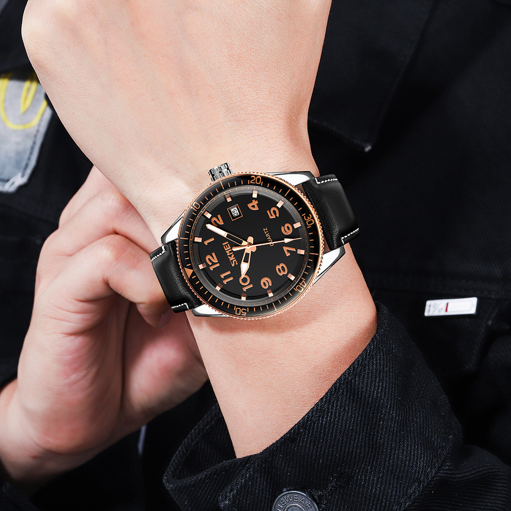 Skmei 9232LRGBK Rose-Gold Black Leather SALE - 4