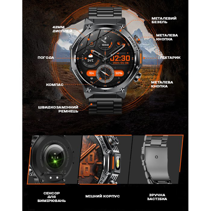 Smart Surf X Pro Black Rubber, 2 ремінці - 24