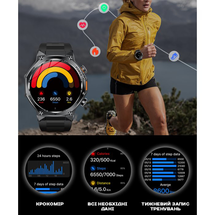 Smart Surf X Pro Black Steel, 2 ремінці - 20