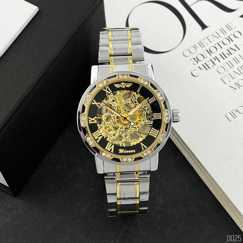 Winner 8012 Diamonds Automatic Silver-Black-Gold - 5