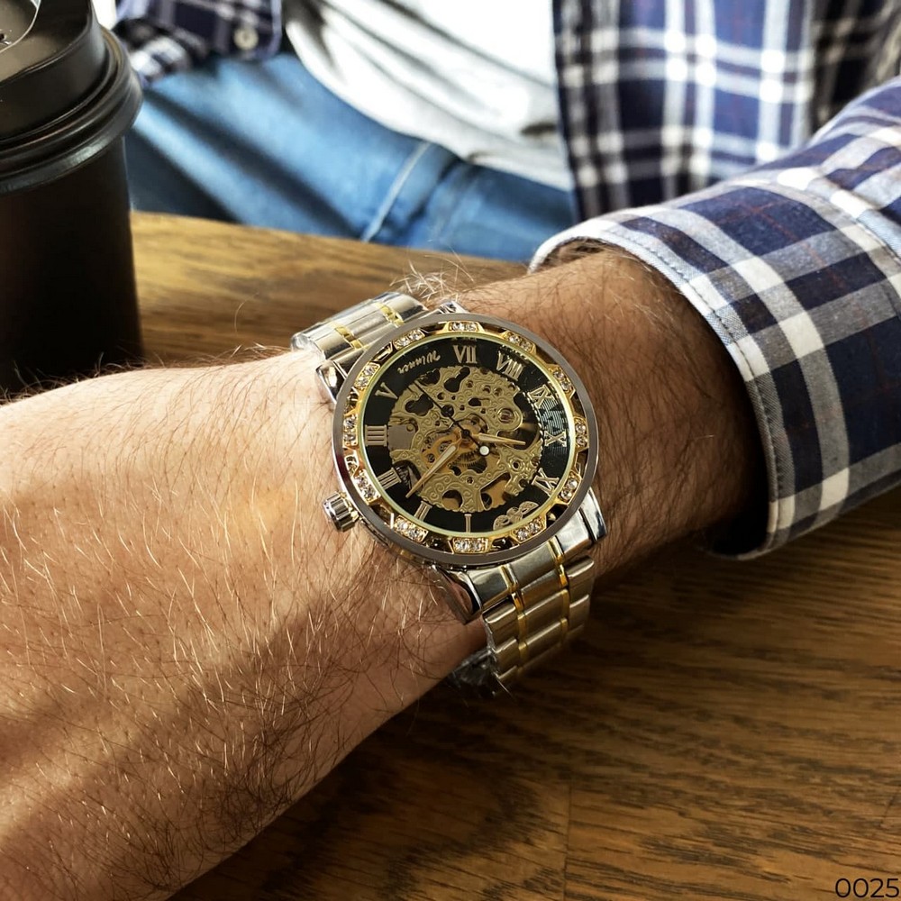 Winner 8012 Diamonds Automatic Silver-Black-Gold - 8