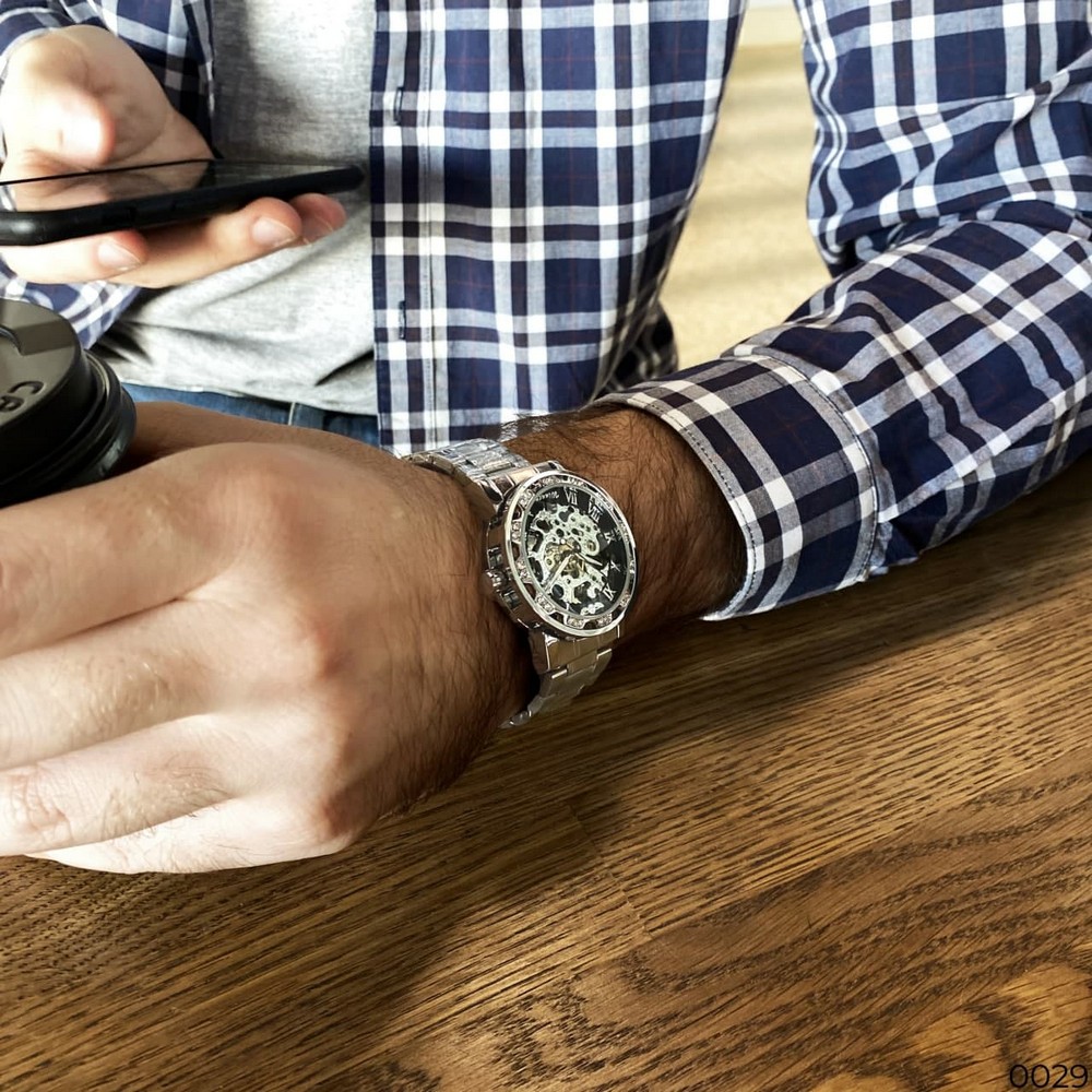 Winner 8012 Diamonds Automatic Silver-Black - 8