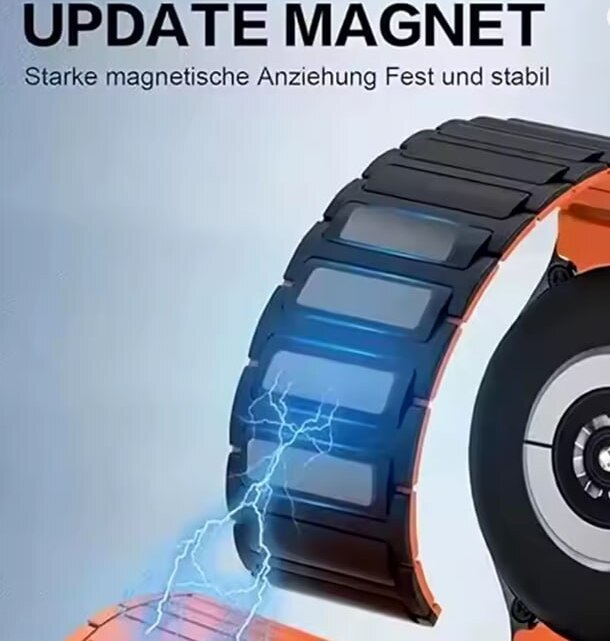 Каучуковий магнітний ремінець Orange/Black 22 - 3