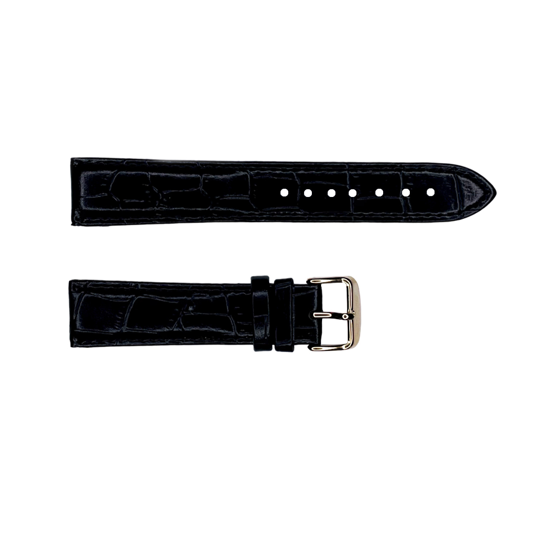 Ремешок для часов 20 мм Кожанный ІІ Черный-Золото