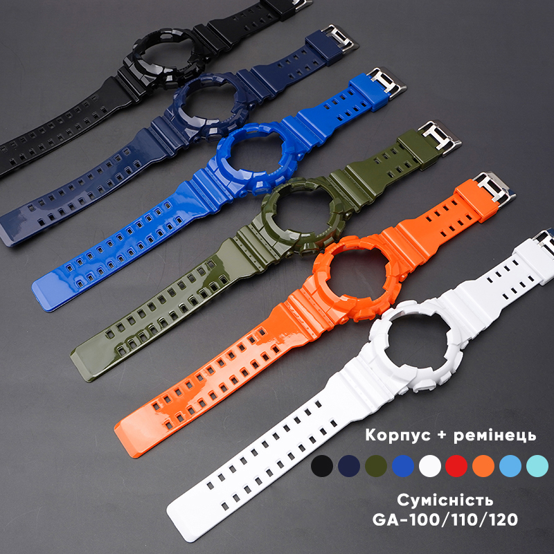 Ремінець + безель (рант) для Casio G-Shock GA-100 Black-Glossy SI - 3