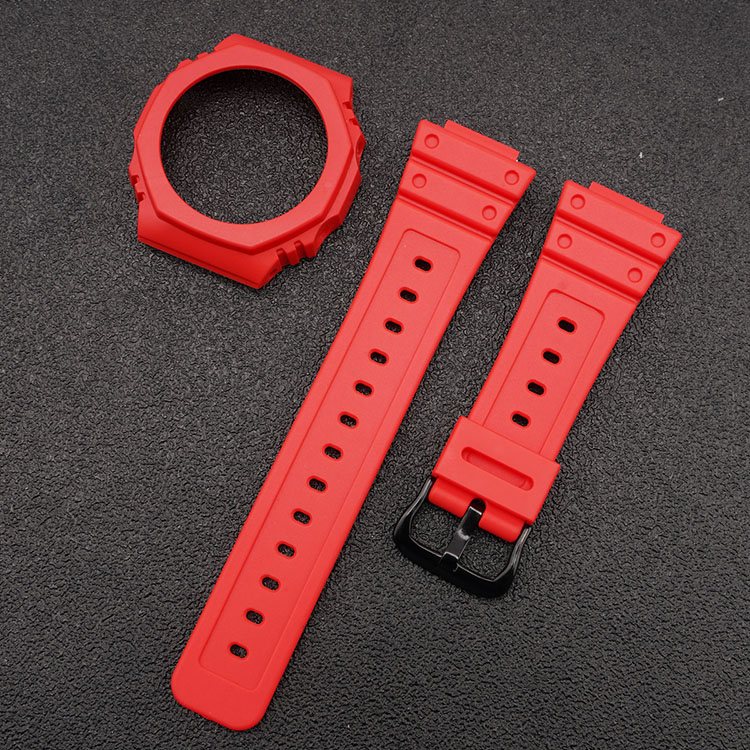 Ремінець + безель (рант) для Casio G-Shock GA-2100/GA-2110 Red Black - 2
