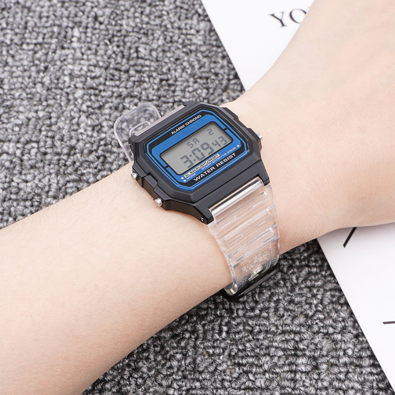 Ремінець для Casio G-Shock F-84/94/105, F-91W, AE1300 Jelly Transparent Silver - 4