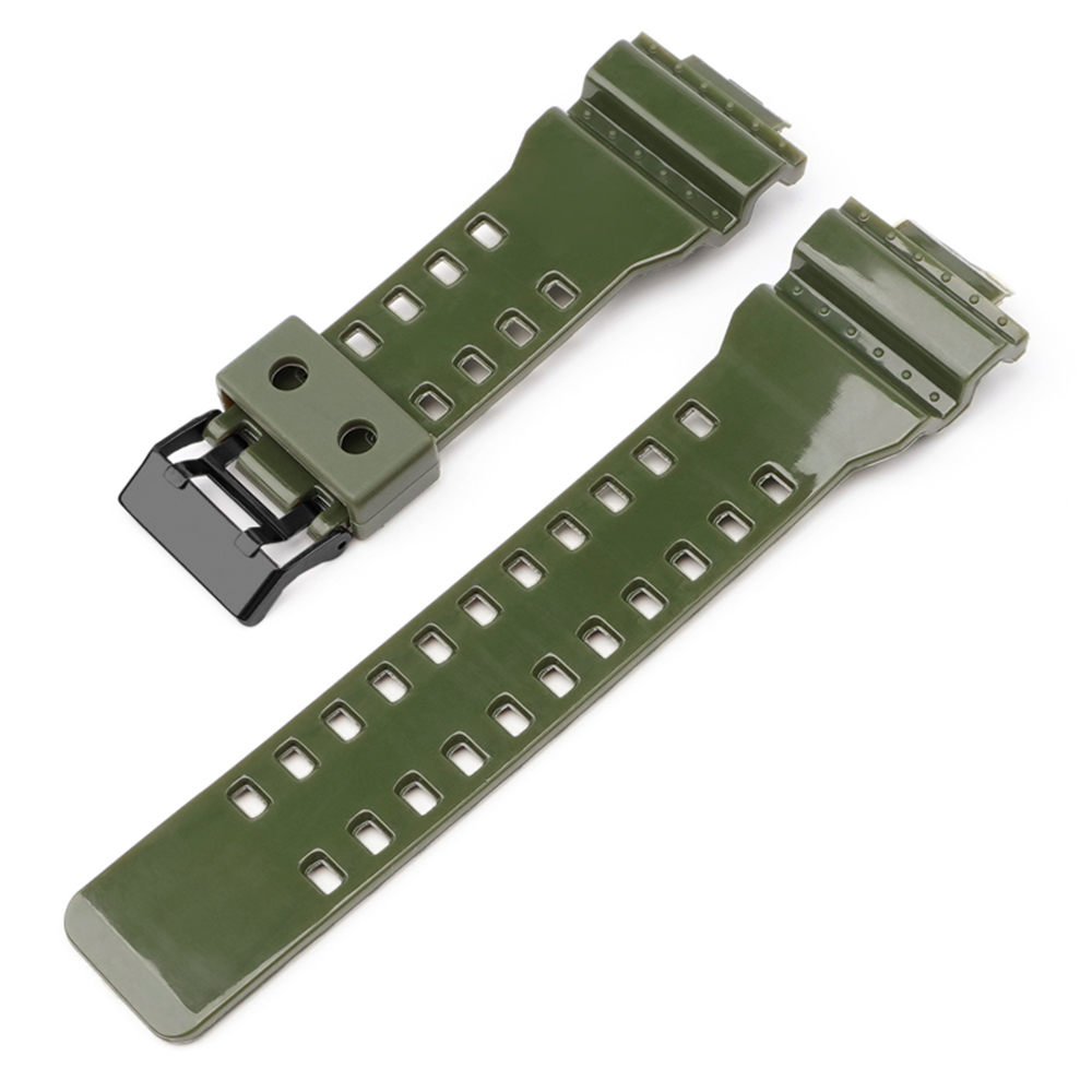 Ремінець для Casio G-Shock GA-100/110/120 Army Green-Glossy BK - 2