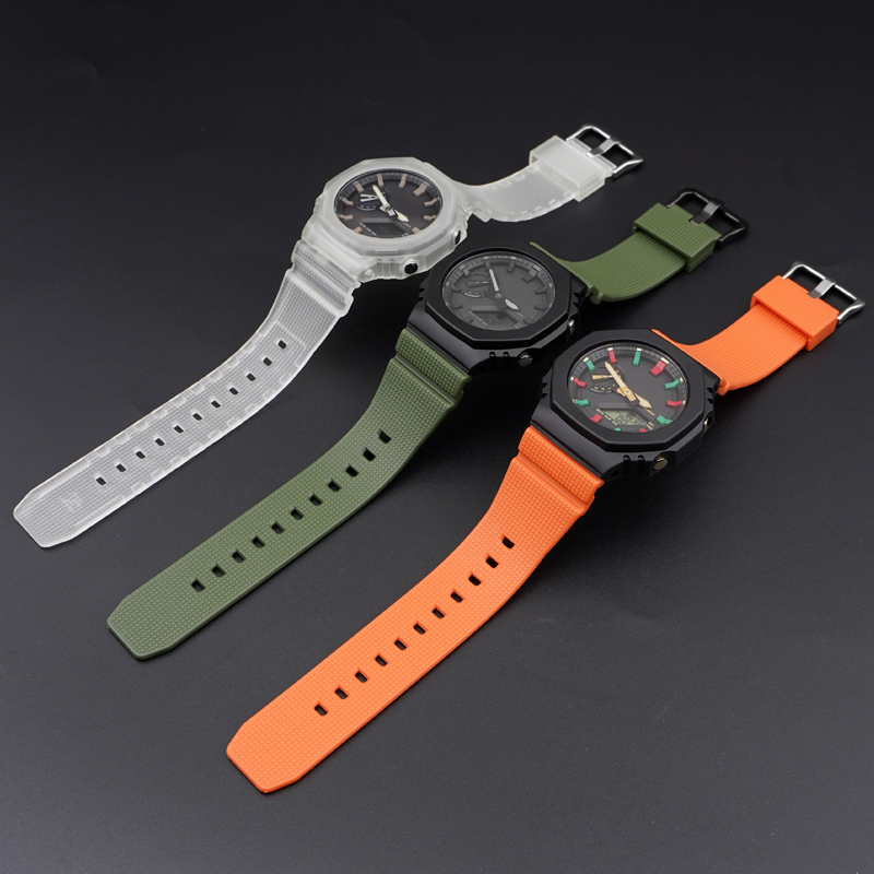 Ремінець для Casio G-Shock GM-2100 GA2100/2110 Army Green Silver - 4