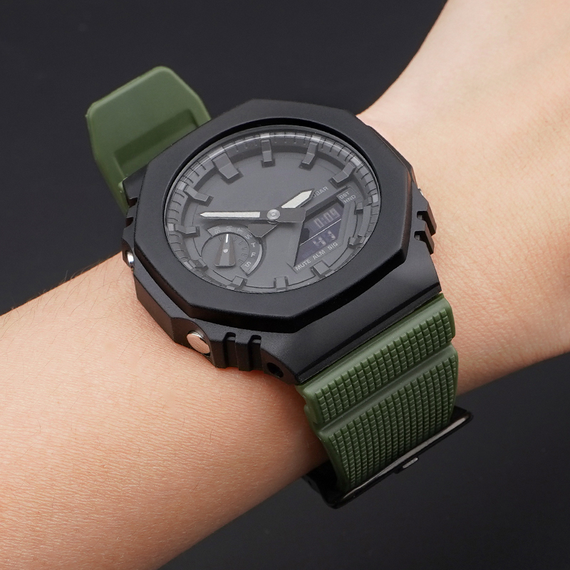 Ремінець для Casio G-Shock GM-2100 GA2100/2110 Army Green Silver - 6