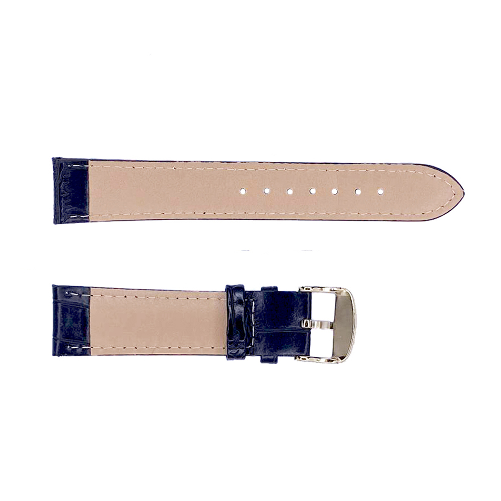 Ремінець для годинника 20 мм Шкіряний Чорний-Золото - 2