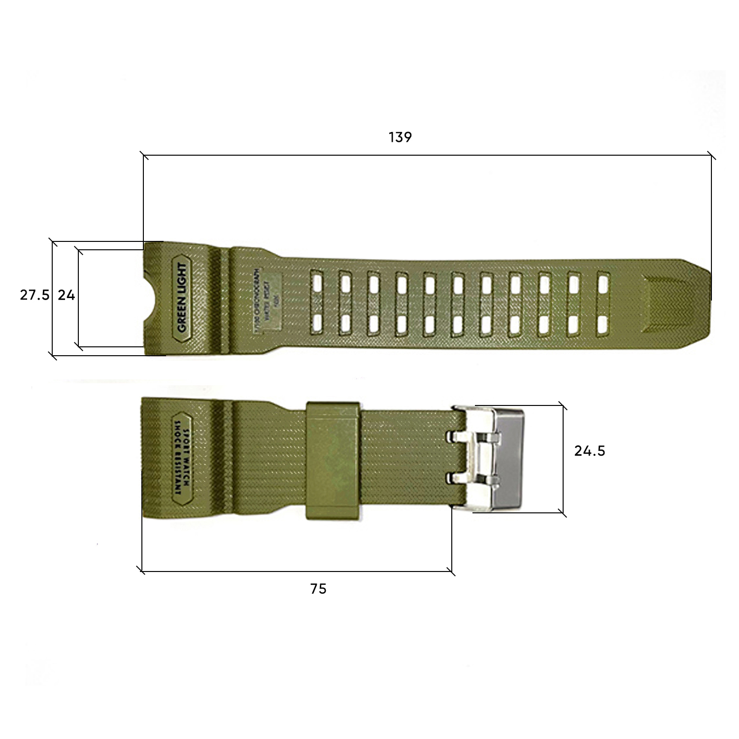 Ремінець для годинника Skmei 1155/1155B Army Green - 3