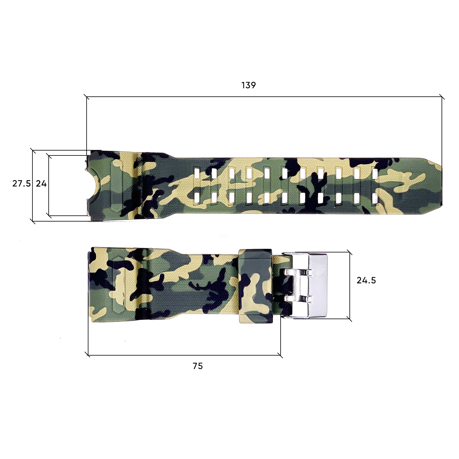 Ремінець для годинника Skmei 1155/1155BCMGR Camo Green - 3