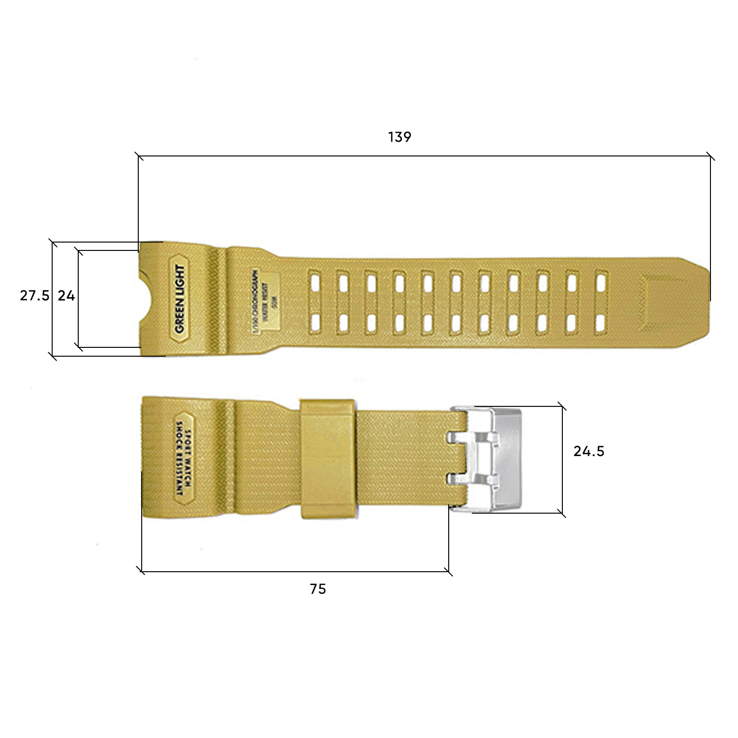 Ремінець для годинника Skmei 1155/1155BKH Khaki - 3