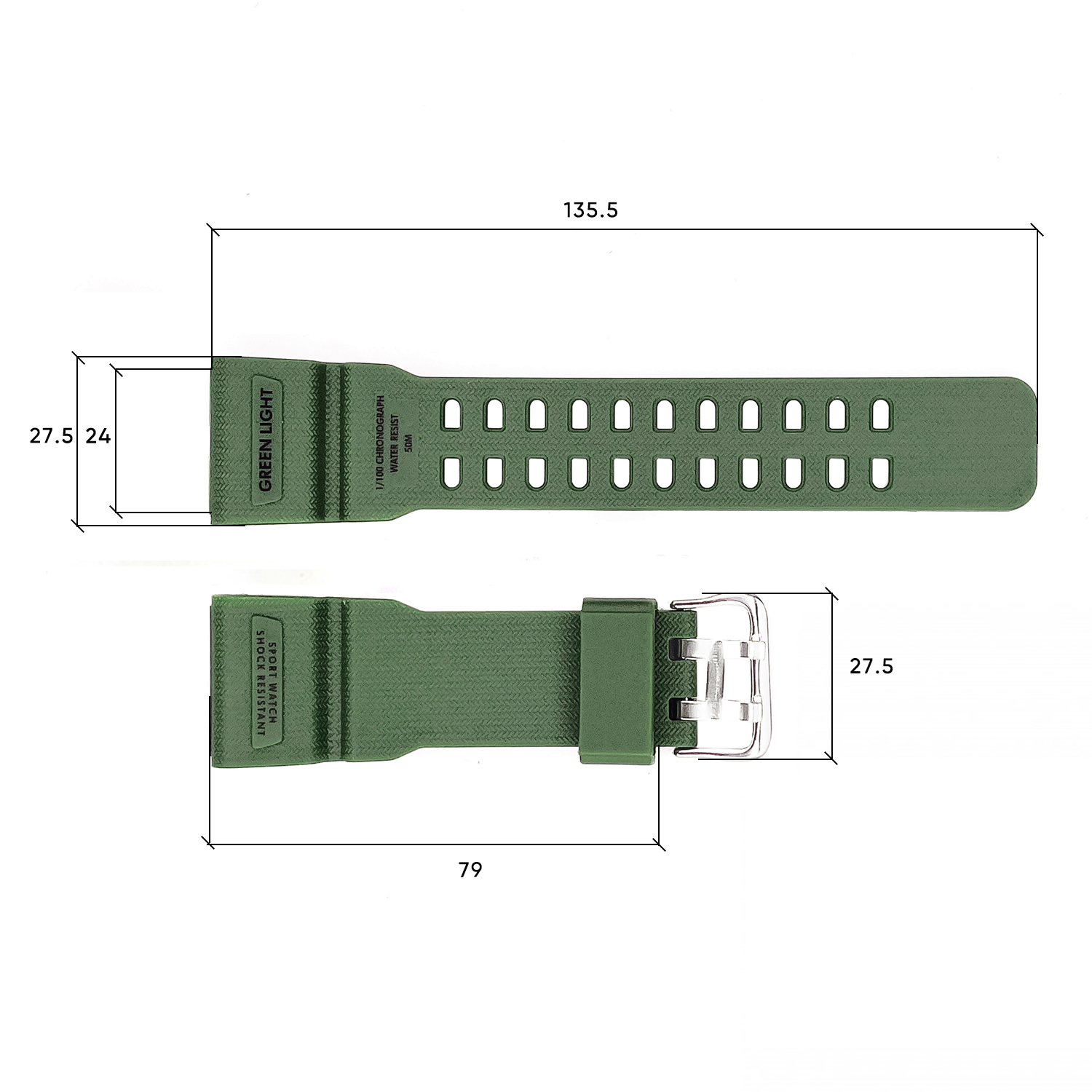 Ремінець для годинника Skmei 1283/1277/1384AG Army Green - 3