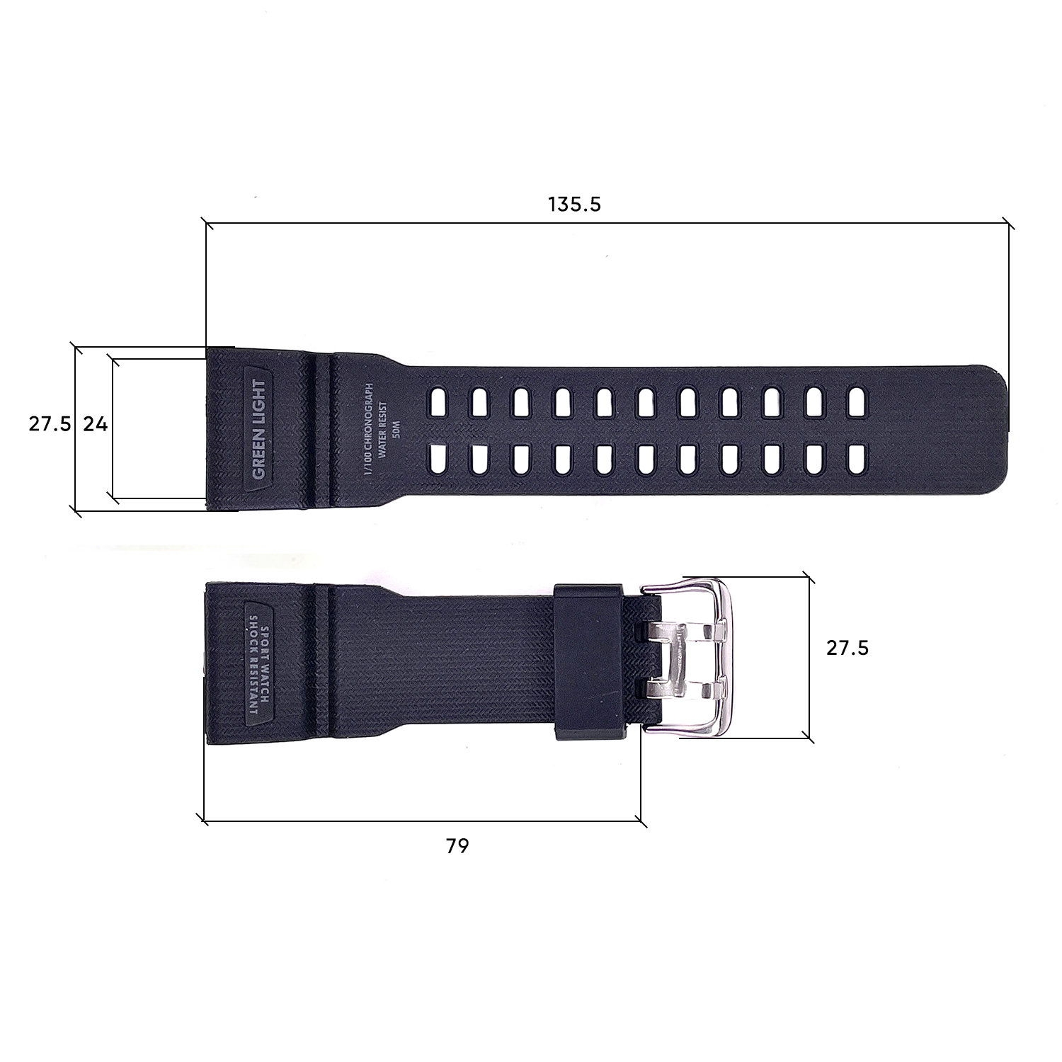 Ремінець для годинника Skmei 1283/1277/1384BK Black - 3