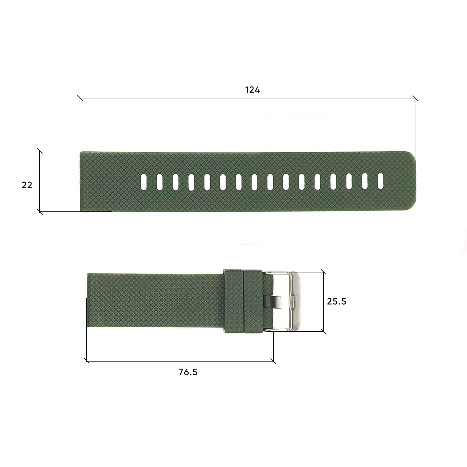 Ремінець для годинника Skmei 1416/1418/1267/1285/1293/1426/1866/1894AG Army Green - 3
