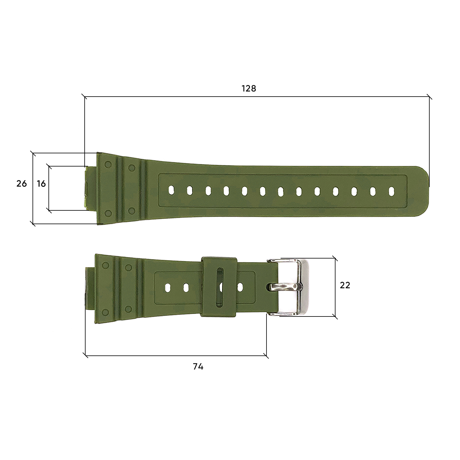 Ремінець для годинника Skmei 1628AGWT Army Green-White - 3