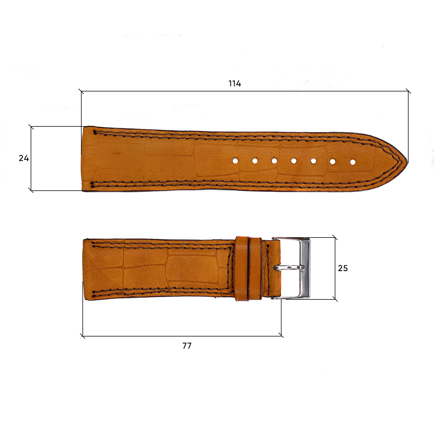 Ремінець шкіряний 418 24x22 світло-коричневий крокодил - 3