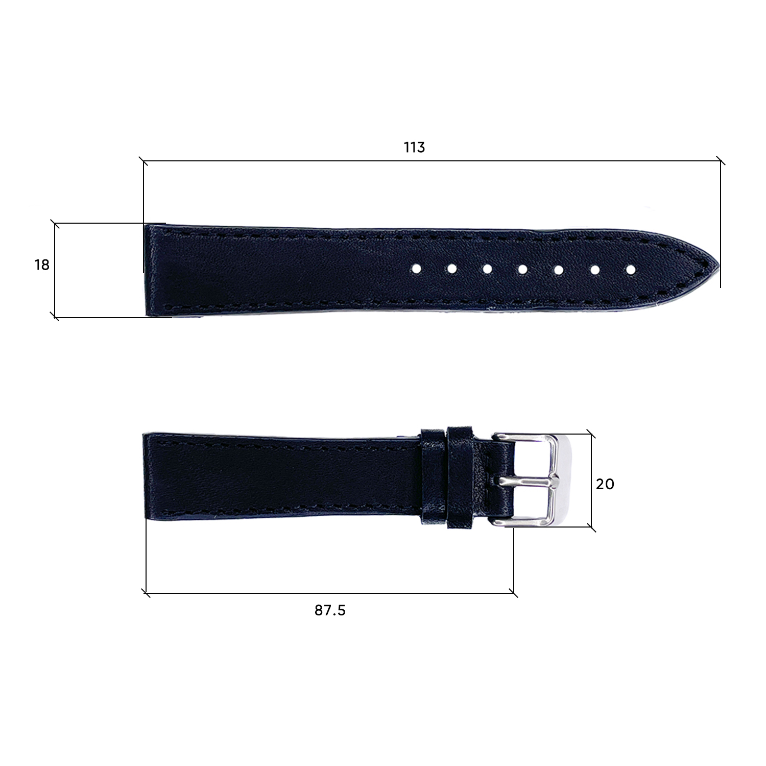 Ремінець шкіряний 609 18x16 чорний - 3