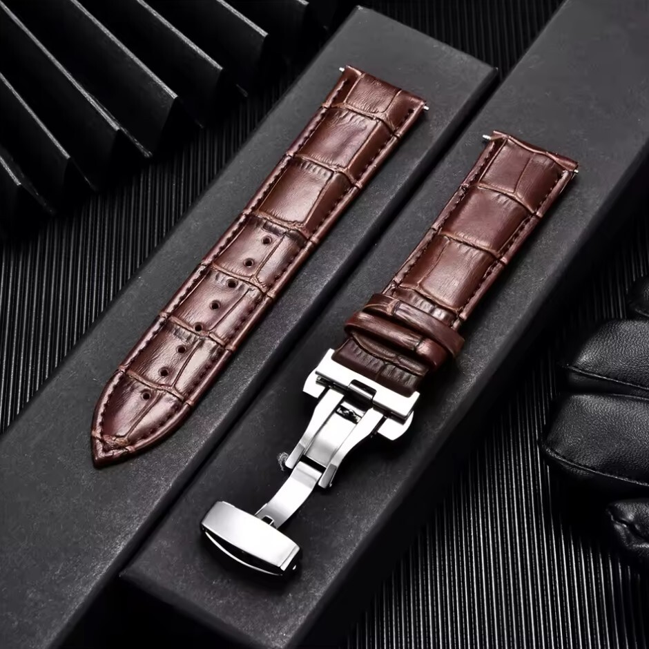 Ремінець шкіряний коричневий DeLuxe кліпсовий розмір 20 - 2